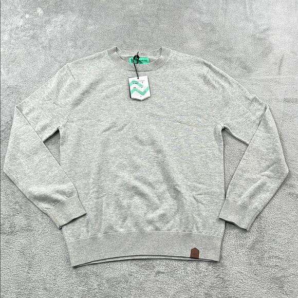 NEW Mio Marino S 100% Cotton Soft Comfy Longsleeve Men's Gray Crew‎ Sweater - Picture 1 of 9